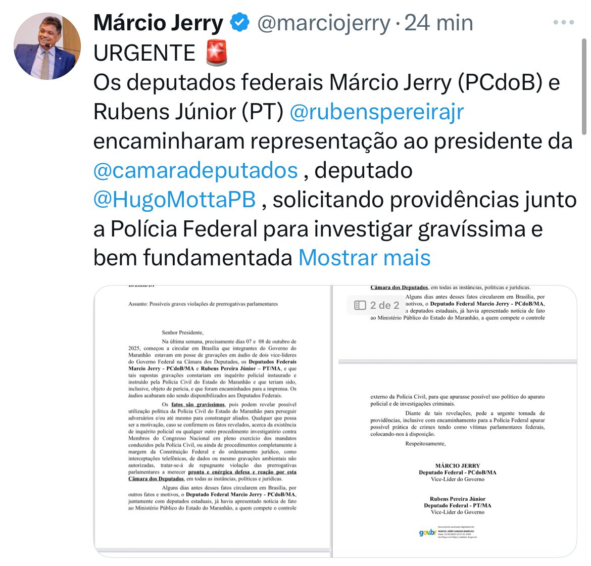 Arapongagem no Maranhão!!! Deputados Federais Márcio Jerry e Rubens Júnior pedem que a PF investigue o Governo Brandão por supostas gravações ilegais