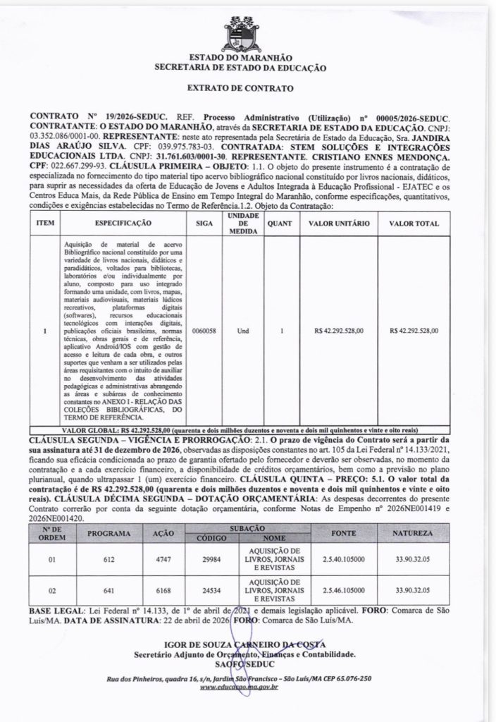 PF mira compra de livros pela SEDUC: R$ 42 milhões e contrato sob forte suspeita