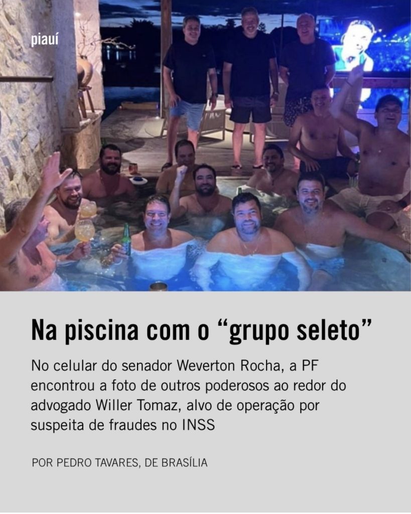 Senador Weverton Rocha diz que é da esquerda, mas faz regabofe na piscina com a direita