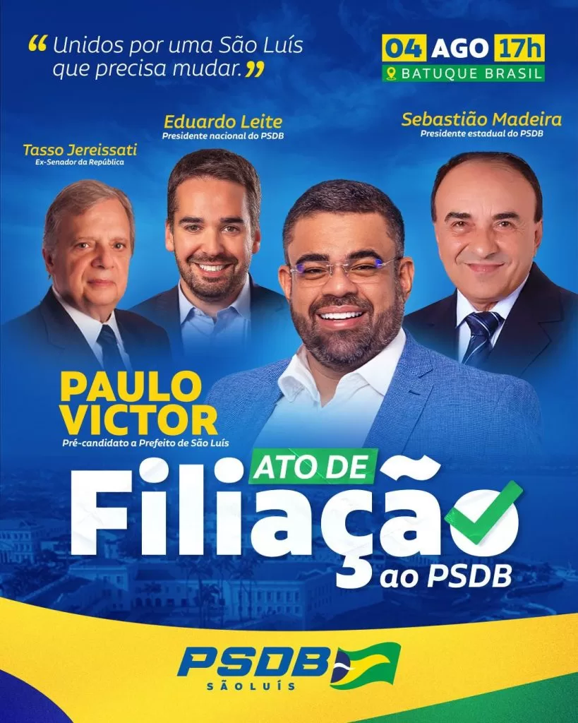 Agora é oficial: Paulo Victor anuncia ida ao PSDB para disputar a prefeitura de São Luís