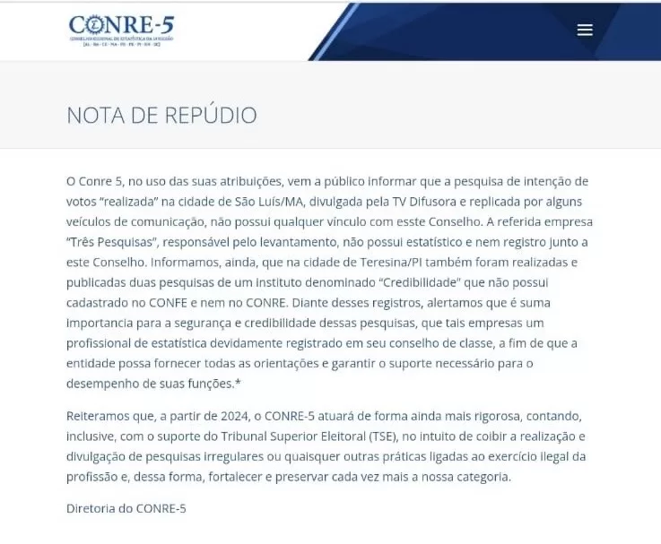 Escândalo !! CONRE5 repudia levantamento da TV Difusora e anuncia fiscalização rigorosa em Pesquisas Futuras
