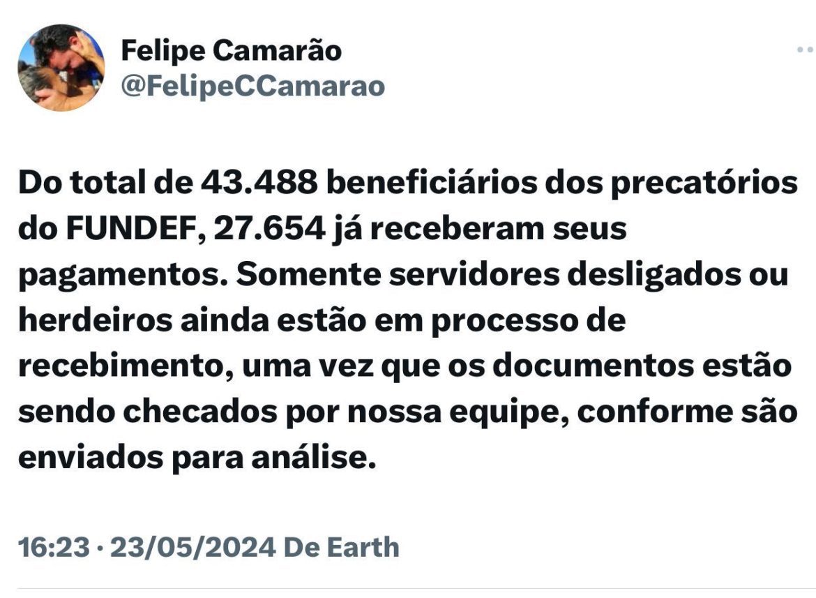 Pagamento dos precatórios do FUNDEF avança no Maranhão, afirma Felipe Camarão
